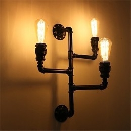 Vintage industriële pijp wandlampen zwarte creatieve verlichting restaurant café bar decoratieve verlichting met 3 lichts geverfde afwerking