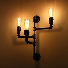 Vintage industriële pijp wandlampen zwarte creatieve verlichting restaurant café bar decoratieve verlichting met 3 lichts geverfde afwerking