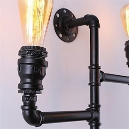 Vintage industriële pijp wandlampen zwarte creatieve verlichting restaurant café bar decoratieve verlichting met 3 lichts geverfde afwerking