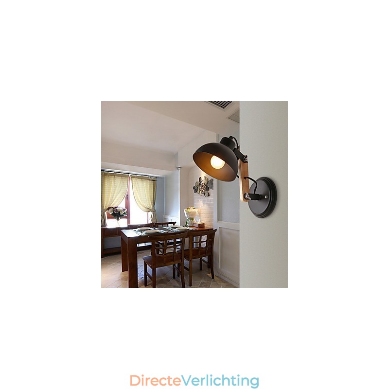 Vintage Hout Art Deco Metaal Metaal Rustiek Wandlamp Woonkamer Eetkamer Hal Wandlamp Zwart Wit Optioneel