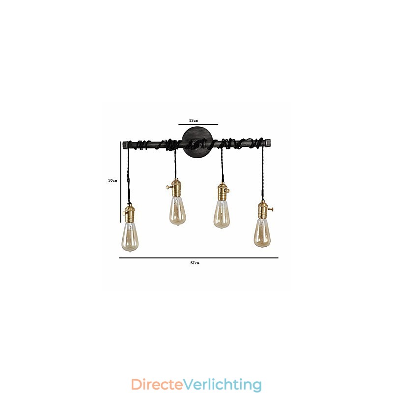 Vintage industriële buis wandlampen met schakelaar creatieve verlichting restaurant café bar decoratieve verlichting met 4 lichts geverfde afwerking