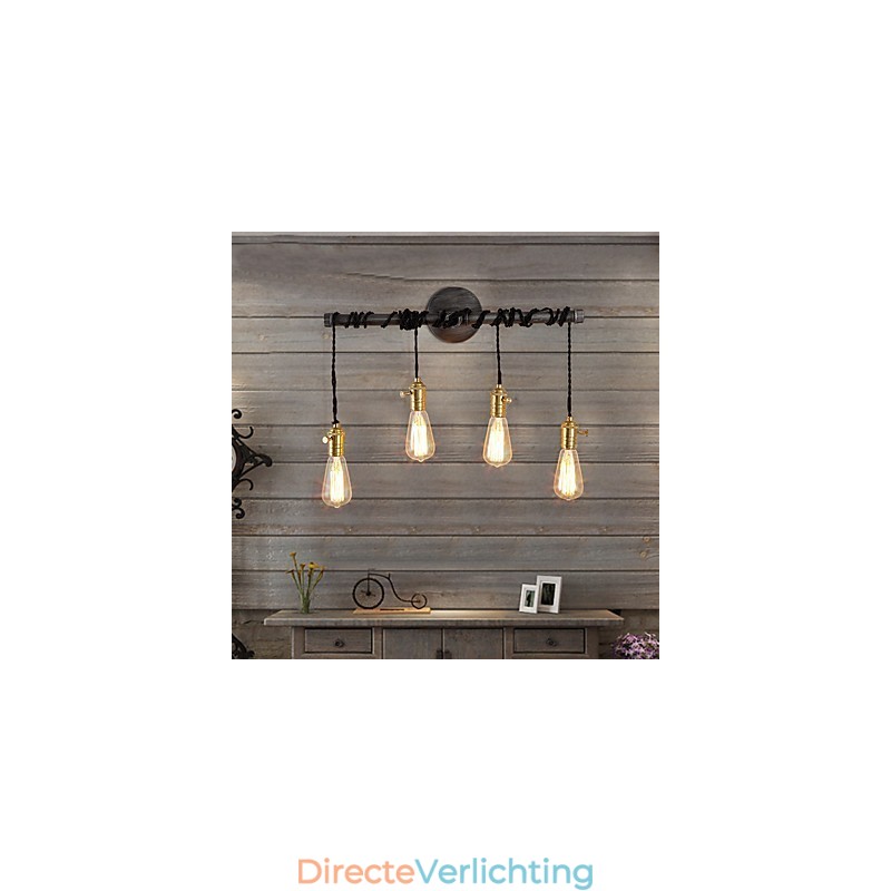 Vintage industriële buis wandlampen met schakelaar creatieve verlichting restaurant café bar decoratieve verlichting met 4 lichts geverfde afwerking