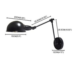 Wandlamp van ijzer Opvouwbaar Zwart Eenvoudige Retro Wandlamp Enkele Kop Decoratieve Wandlamp Europese Stijl