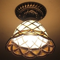 Europees Landelijk Creatief Kunst Gebrandschilderd Glas Absorb Koepel Lamp Licht