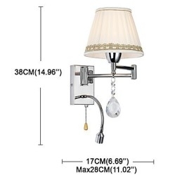 Moderne eigentijdse rustieke lodge moderne eigentijdse landelijke chromen functie voor kristallen zwenkarm wandlamp