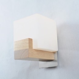 Eenvoudige wandlamp, nachtkastje, bureaulamp met glazen kap en massief hout voor slaapkamer, ladekast, woonkamer, babykamer, studentenkamer, salontafel, boekenkast