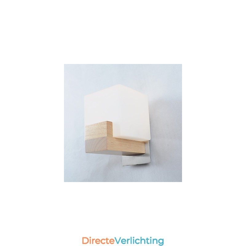 Eenvoudige wandlamp, nachtkastje, bureaulamp met glazen kap en massief hout voor slaapkamer, ladekast, woonkamer, babykamer, studentenkamer, salontafel, boekenkast
