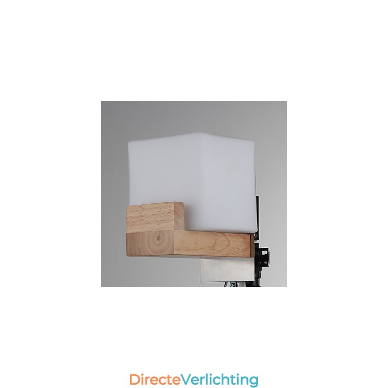 Eenvoudige wandlamp, nachtkastje, bureaulamp met glazen kap en massief hout voor slaapkamer, ladekast, woonkamer, babykamer, studentenkamer, salontafel, boekenkast
