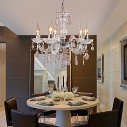 Upligh Chrome Plafondlamp Kaarslicht Acryl Armatuur Kroonluchter Hanglamp