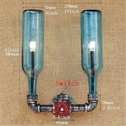 Retro Industriële Wind Switch Waterfles Wandlamp Wandlamp Blauw