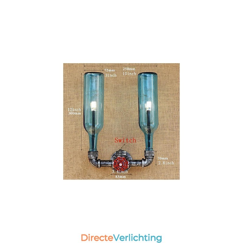 Retro Industriële Wind Switch Waterfles Wandlamp Wandlamp Blauw