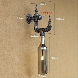 Retro Nostalgie Met Schakelaar Café Bar Restaurant Gangpad Waterpijp Fles Wandlamp