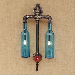 Amerikaans thema restaurant bar ijzer met schakelaar waterpijp wijnfles wandlamp blauw
