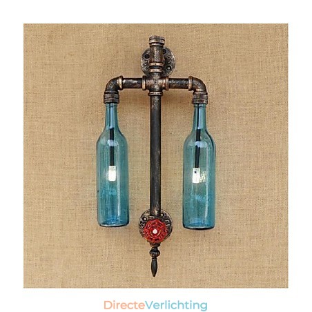 Amerikaans thema restaurant bar ijzer met schakelaar waterpijp wijnfles wandlamp blauw Amerikaans thema restaurant bar ijzer met schakelaar waterpijp wijnfles wandlamp blauw