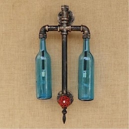 Amerikaans thema restaurant bar ijzer met schakelaar waterpijp wijnfles wandlamp blauw
