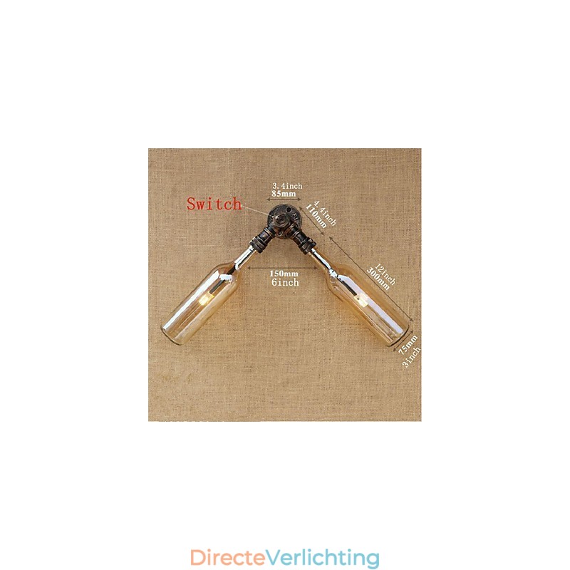 Retro American Village Creatieve Industrie Wind Designer Waterfles Wandlamp Wandlamp Amber