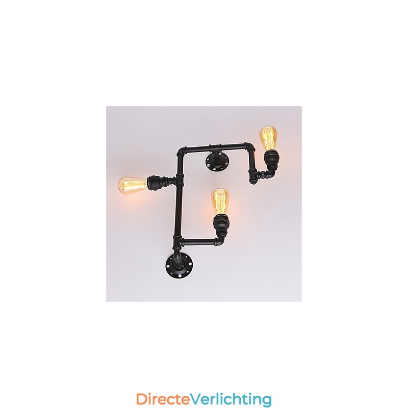 3 Hoofden Vintage Industriële Pijp Wandlampen Zwart Creatieve Verlichting Restaurant Café Bar Decoratieverlichting