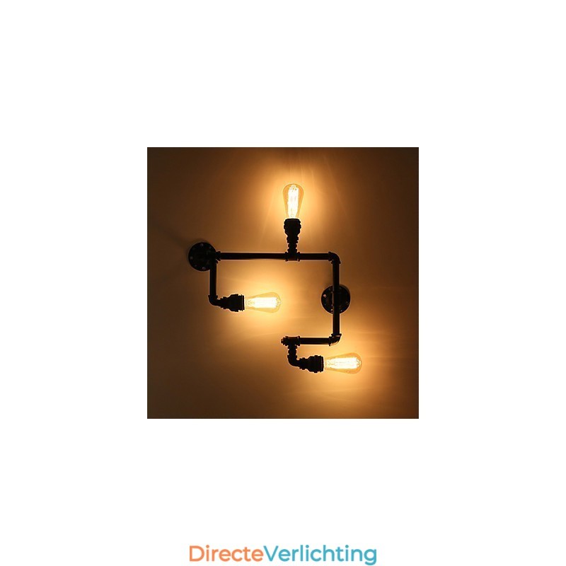 3 Hoofden Vintage Industriële Pijp Wandlampen Zwart Creatieve Verlichting Restaurant Café Bar Decoratieverlichting