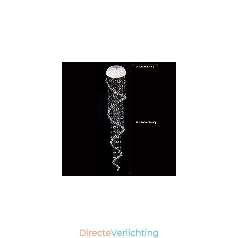 Kristallen hanglamp kroonluchter verlichting 5 lampen zilveren luifel helder K9 kristal helix plafondlampen
