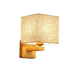 Minimalistische tafellamp van massief hout, nachtkastjelamp