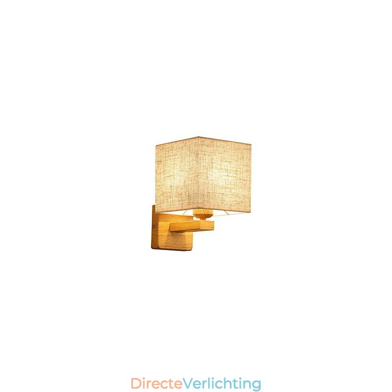 Minimalistische tafellamp van massief hout, nachtkastjelamp