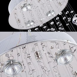 Kristallen hanglamp kroonluchter verlichting 5 lampen zilveren luifel helder K9 kristal helix plafondlampen