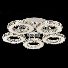 Kristallen inbouwspot met 5 lampen, modern transparant galvanisch roestvrij staal