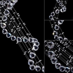 Kristallen hanglamp kroonluchter verlichting 5 lampen zilveren luifel helder K9 kristal helix plafondlampen