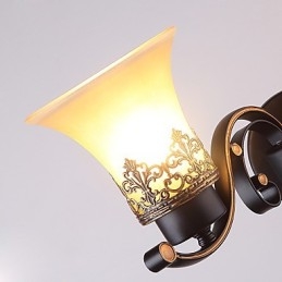 Dubbele kop Amerikaanse landelijke vintage metalen wandlamp met glas voor de kantine, woonkamer, entreehal, decoratieve wandlamp