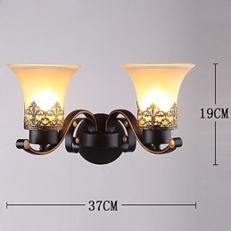 Dubbele kop Amerikaanse landelijke vintage metalen wandlamp met glas voor de kantine, woonkamer, entreehal, decoratieve wandlamp