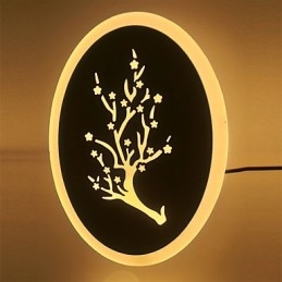 Pruim gesneden acryl scrub wandlamp ronde vorm bedlamp gangverlichting warm wit AC220V