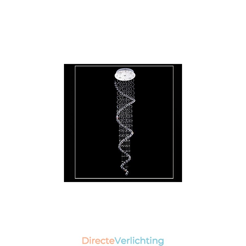 Kristallen hanglamp kroonluchter verlichting 5 lampen zilveren luifel helder K9 kristal helix plafondlampen