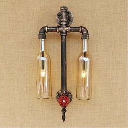 Amerikaans thema restaurant bar ijzer met schakelaar waterpijp wijnfles wandlamp amber