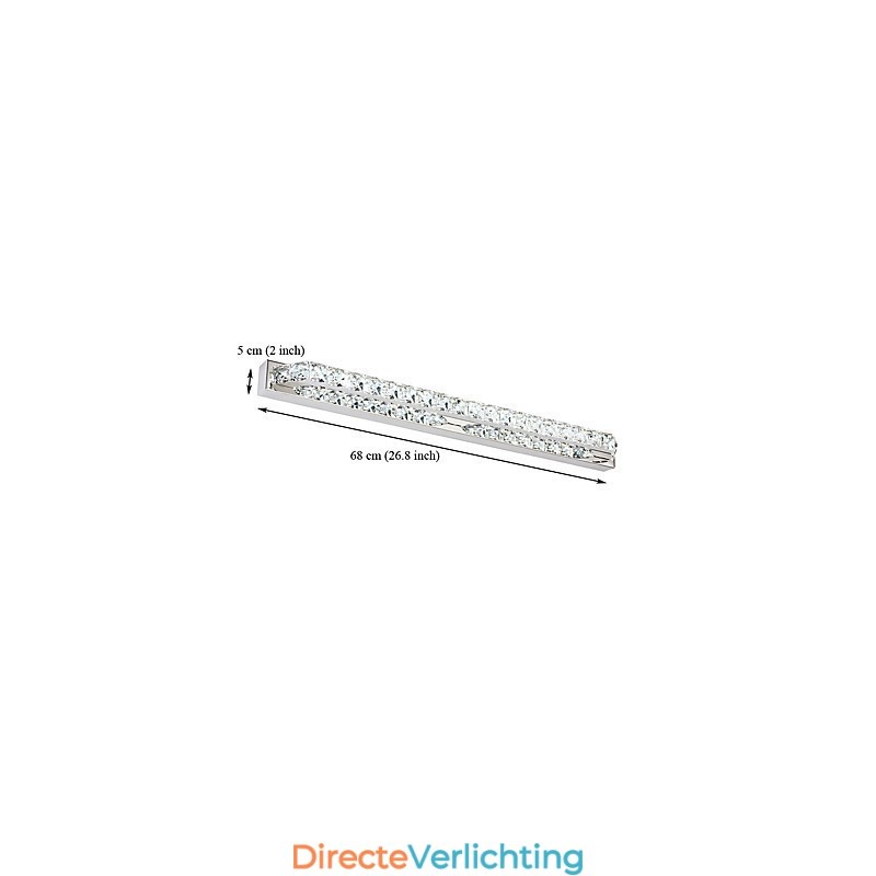 Lange hoogwaardige spiegellamp badkamerverlichting metaal en kristal wandlamp
