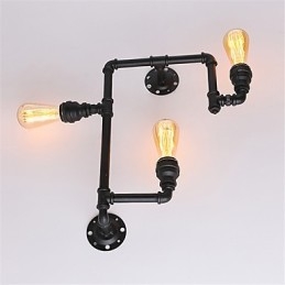 Vintage industriële pijp wandlampen zwarte creatieve verlichting restaurant café bar decoratieve verlichting met 3 lichts geverfde afwerking