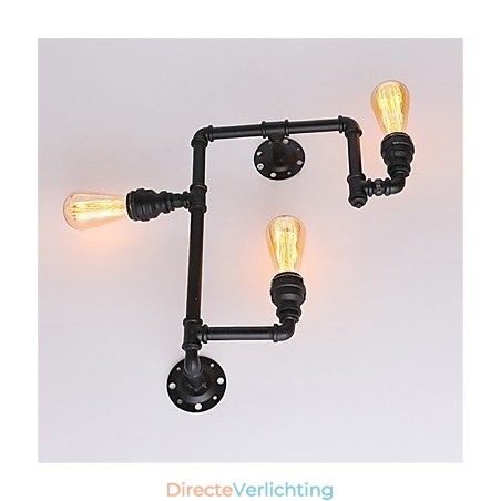 Vintage industriële pijp wandlampen zwarte creatieve verlichting restaurant café bar decoratieve verlichting met 3 lichts geverfde afwerking Vintage industriële pijp wandlampen zwarte creatieve verlichting restaurant café bar decoratieve verlichting met 3 lichts geverfde afwerking