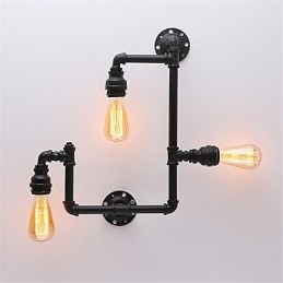 Vintage industriële pijp wandlampen zwarte creatieve verlichting restaurant café bar decoratieve verlichting met 3 lichts geverfde afwerking