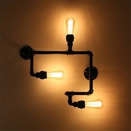 Vintage industriële pijp wandlampen zwarte creatieve verlichting restaurant café bar decoratieve verlichting met 3 lichts geverfde afwerking