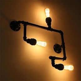 Vintage industriële pijp wandlampen zwarte creatieve verlichting restaurant café bar decoratieve verlichting met 3 lichts geverfde afwerking