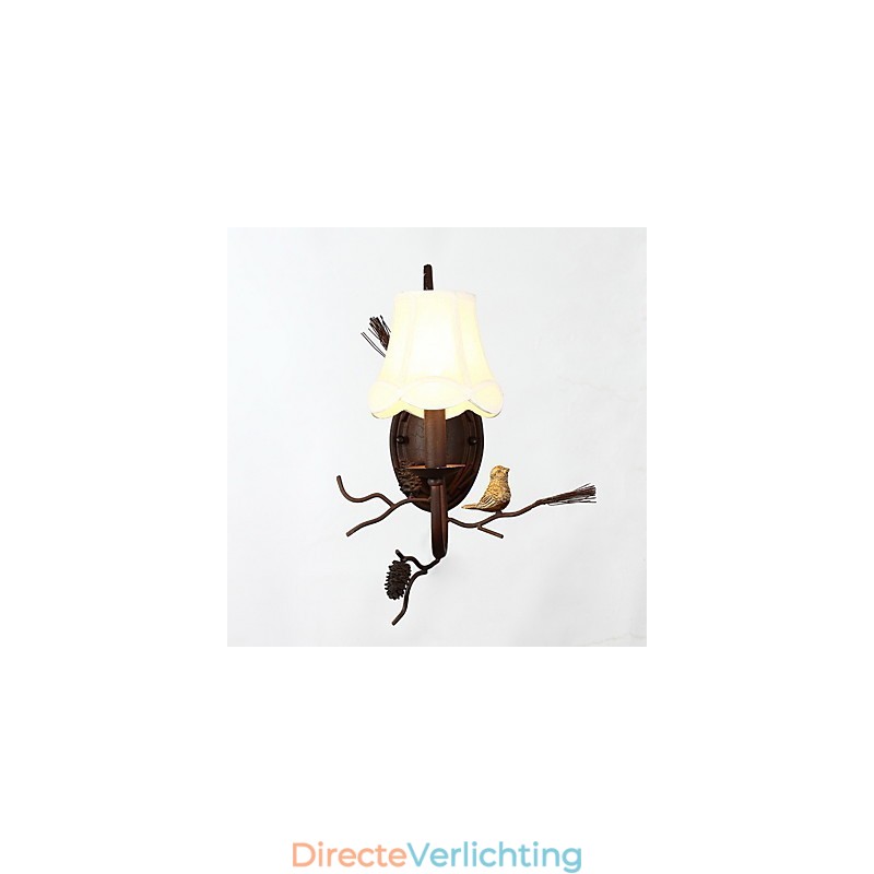Noord-Amerikaanse vintage metalen wandlamp met harsvogel en dennenappel, geschikt voor de woonkamer/eetkamer/wandlamp