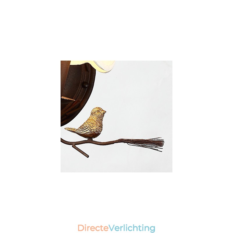 Noord-Amerikaanse vintage metalen wandlamp met harsvogel en dennenappel, geschikt voor de woonkamer/eetkamer/wandlamp