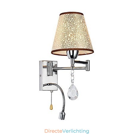 Wandlamp voor slaapkamer Leeslamp Stoffen lamp Modern Hedendaags Landelijk Chroom Kenmerk voor Kristallen Zwenkarm Wandlamp voor slaapkamer Leeslamp Stoffen lamp Modern Hedendaags Landelijk Chroom Kenmerk voor Kristallen Zwenkarm