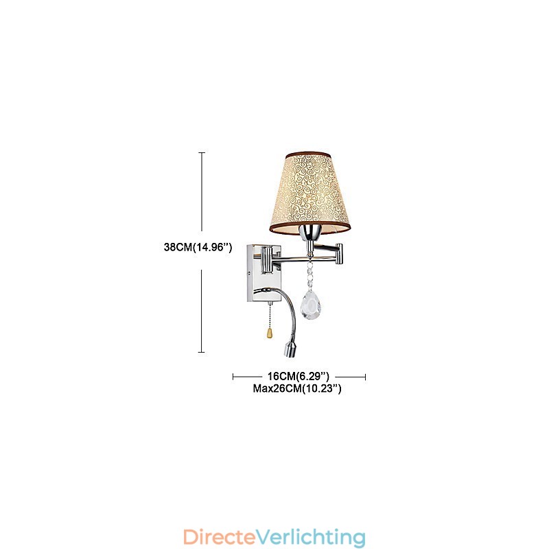 Wandlamp voor slaapkamer Leeslamp Stoffen lamp Modern Hedendaags Landelijk Chroom Kenmerk voor Kristallen Zwenkarm