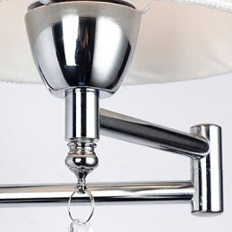 Wandlamp voor slaapkamer Leeslamp Stoffen lamp Modern Hedendaags Landelijk Chroom Kenmerk voor Kristallen Zwenkarm