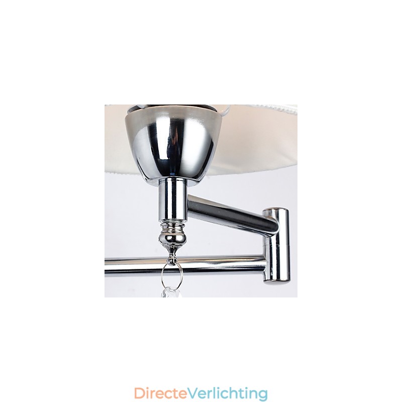 Wandlamp voor slaapkamer Leeslamp Stoffen lamp Modern Hedendaags Landelijk Chroom Kenmerk voor Kristallen Zwenkarm
