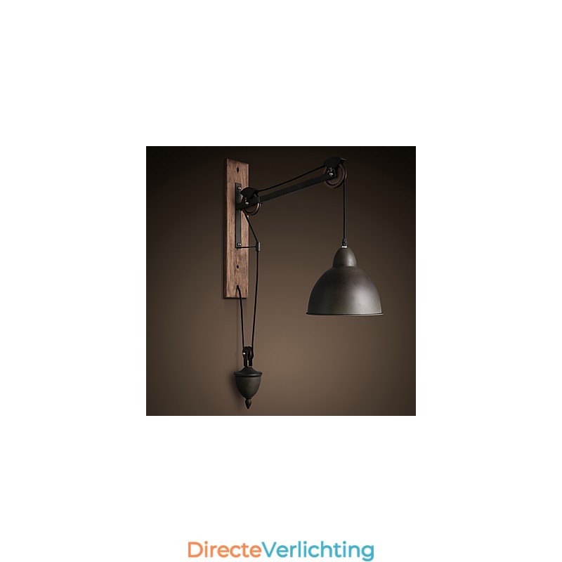 Amerikaanse landelijke stijl wandlamp retro creatief Houten katrol wandlamp