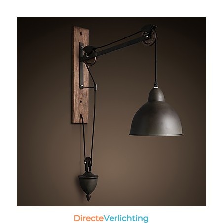Amerikaanse landelijke stijl wandlamp retro creatief Houten katrol wandlamp Amerikaanse landelijke stijl wandlamp retro creatief Houten katrol wandlamp