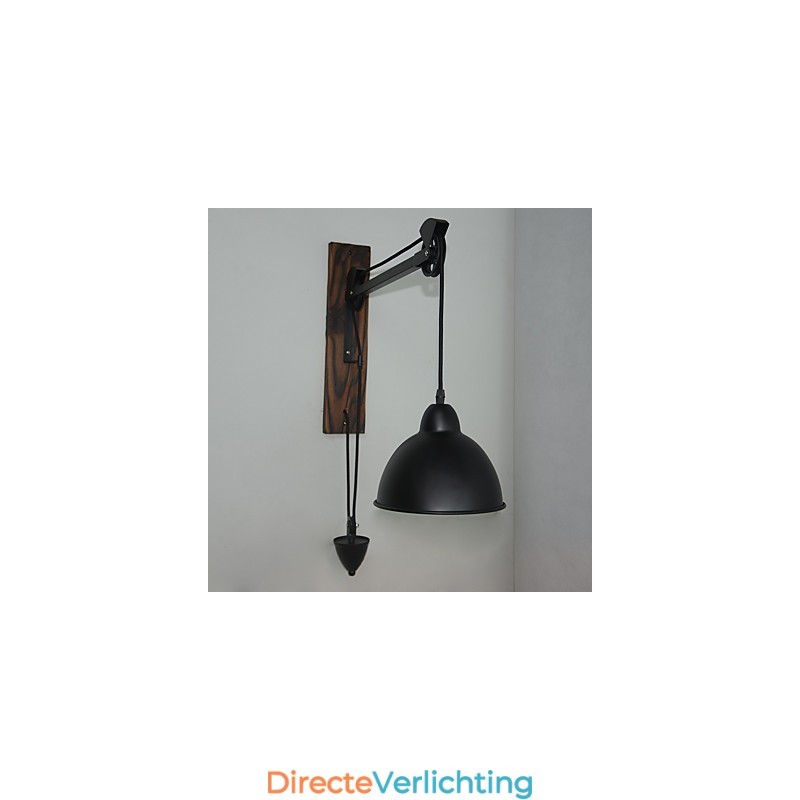Amerikaanse landelijke stijl wandlamp retro creatief Houten katrol wandlamp