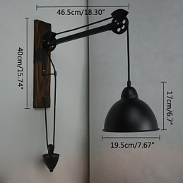 Amerikaanse landelijke stijl wandlamp retro creatief Houten katrol wandlamp