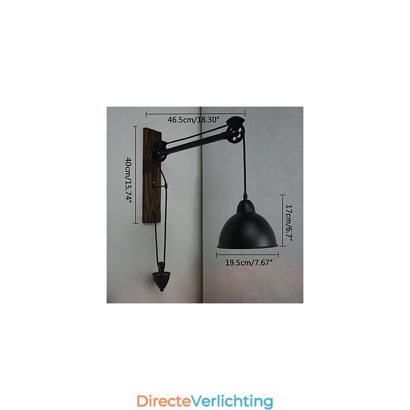 Amerikaanse landelijke stijl wandlamp retro creatief Houten katrol wandlamp